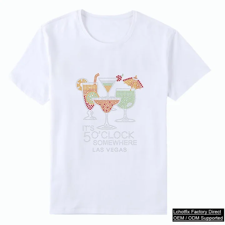 Cocktail rhinestone design on a T-shirt