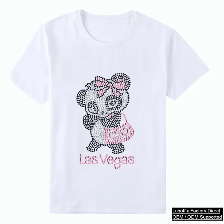 Panda rhinestone graphic T-shirt