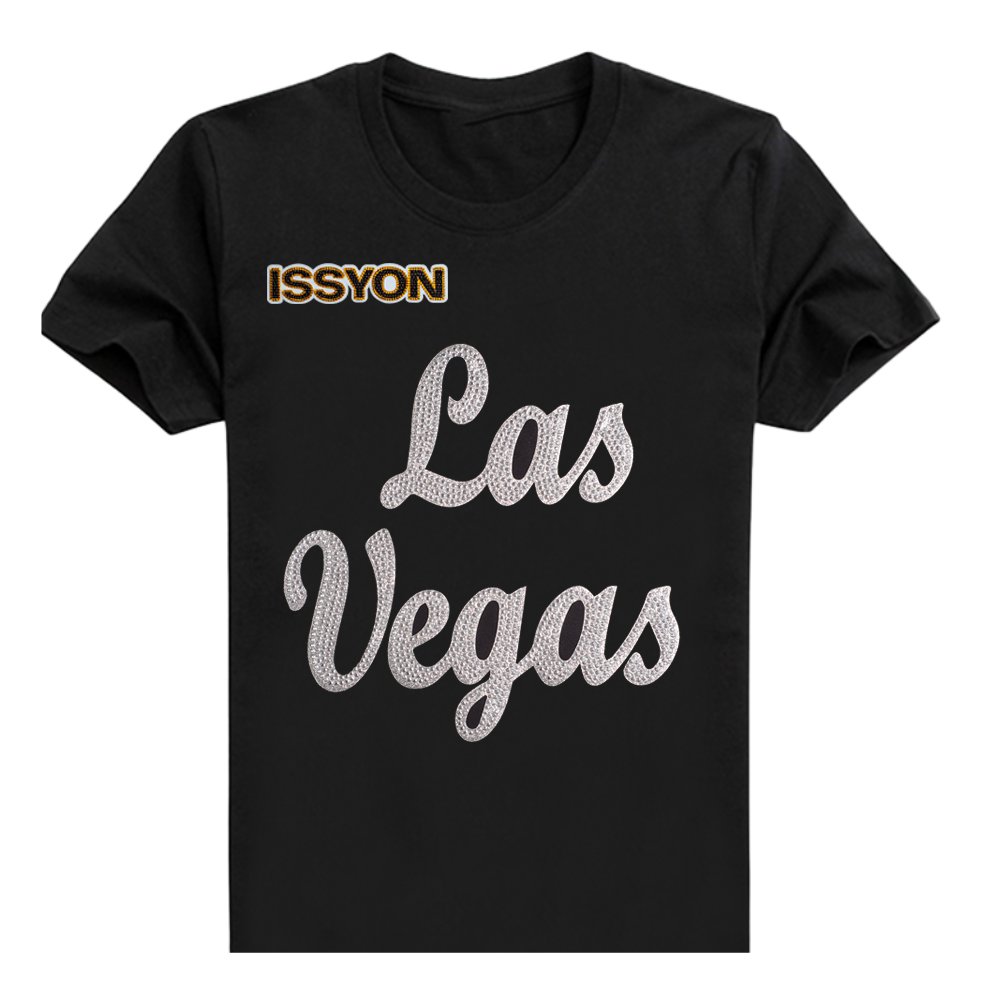 Las Vegas Rhinestone Script Letter T-Shirt Streetwear Design