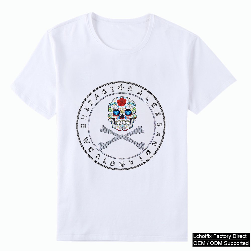 Streetwear DesignSkull Crossbones Rhinestone Graphic Streetwear Design T-Shirt