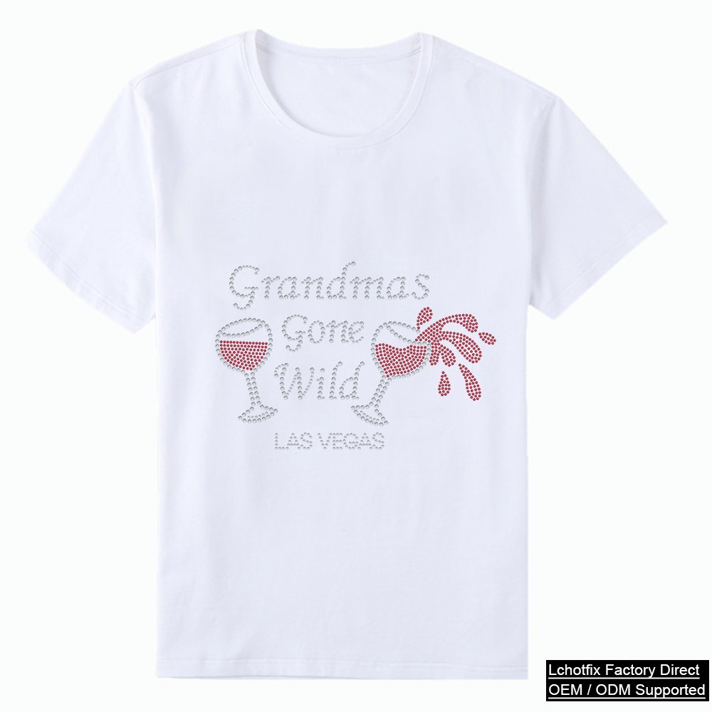 Sparkling Cocktail Night LAS VEGAS Rhinestone T-Shirt – Party Bar Crystal Heat Transfer Tee for OEM Bulk