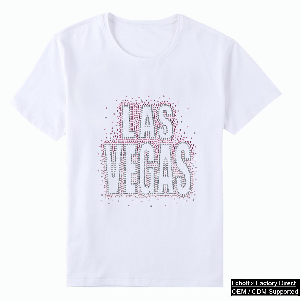 Luxury Rhinestone LAS VEGAS Statement Tee – Sparkling Crystal Letter Graphic Cotton T-Shirt for Women