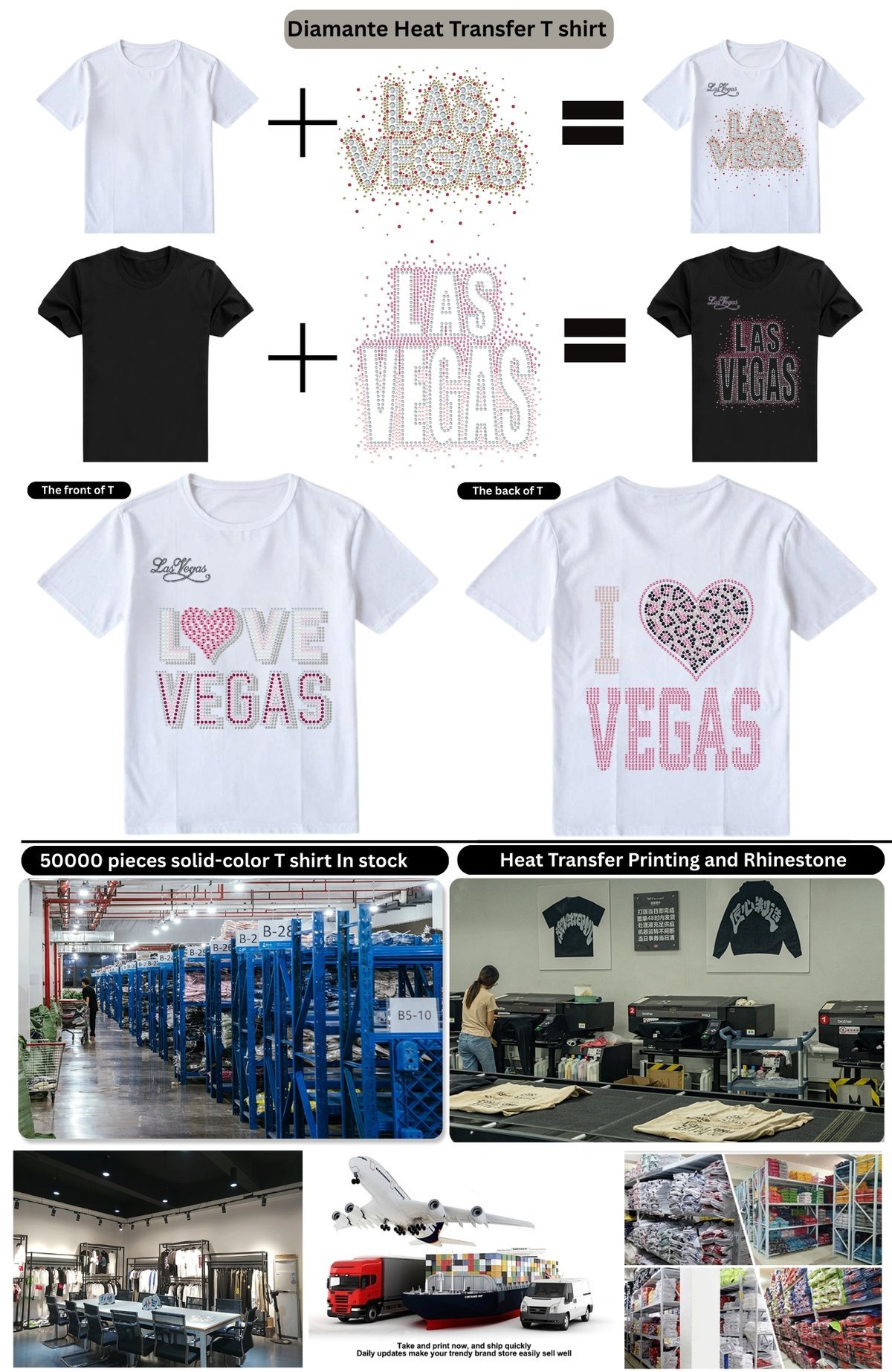 Love Vegas Rhinestone T-Shirt – Pink Crystal Heart Las Vegas Graphic Cotton Tee - Company Profile Image 1