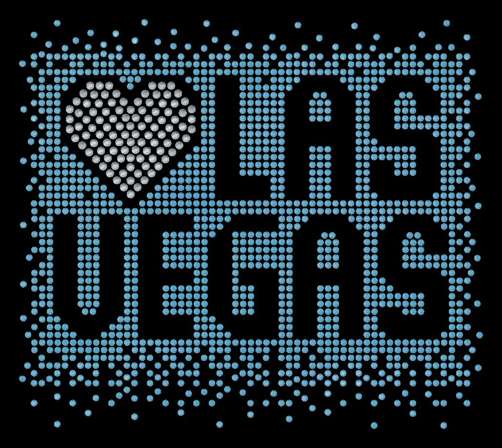 Blue Love Las Vegas Rhinestone T-Shirt – Sparkling Crystal Typography Cotton Tee