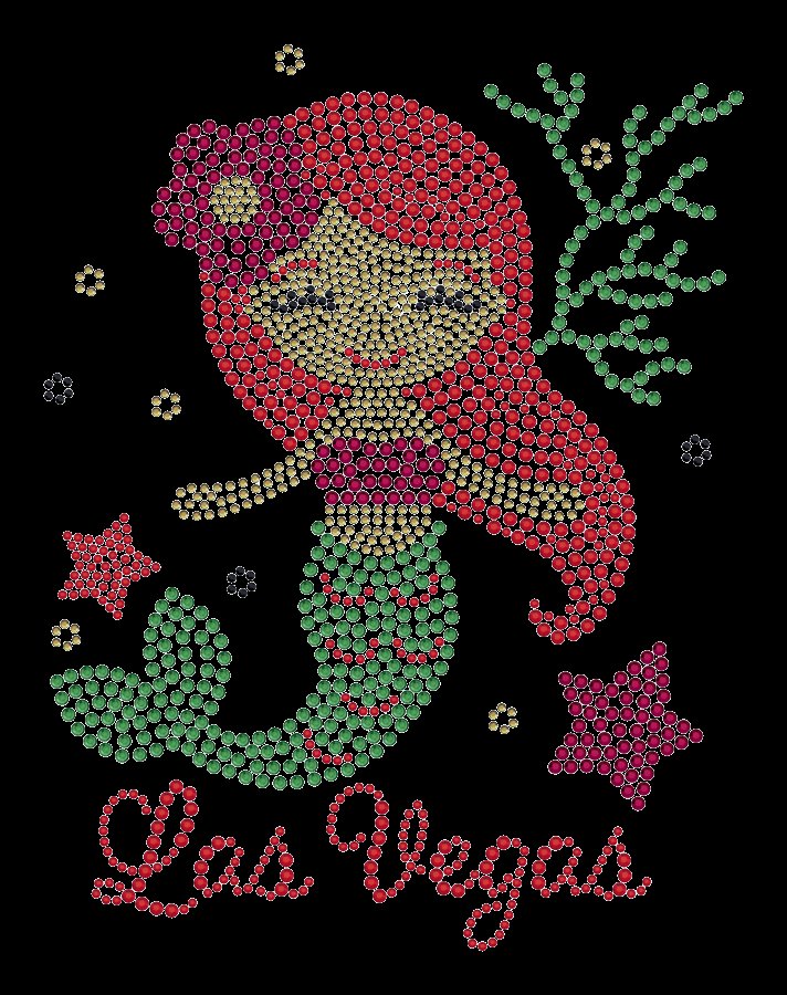 Cute Mermaid Las Vegas Rhinestone T-Shirt – Colorful Crystal Cartoon Cotton Tee for Girls