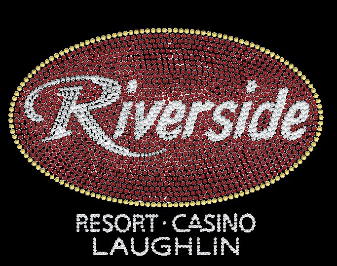 Riverside Las Vegas Rhinestone T-Shirt – Red Crystal Oval Logo Cotton Graphic Tee