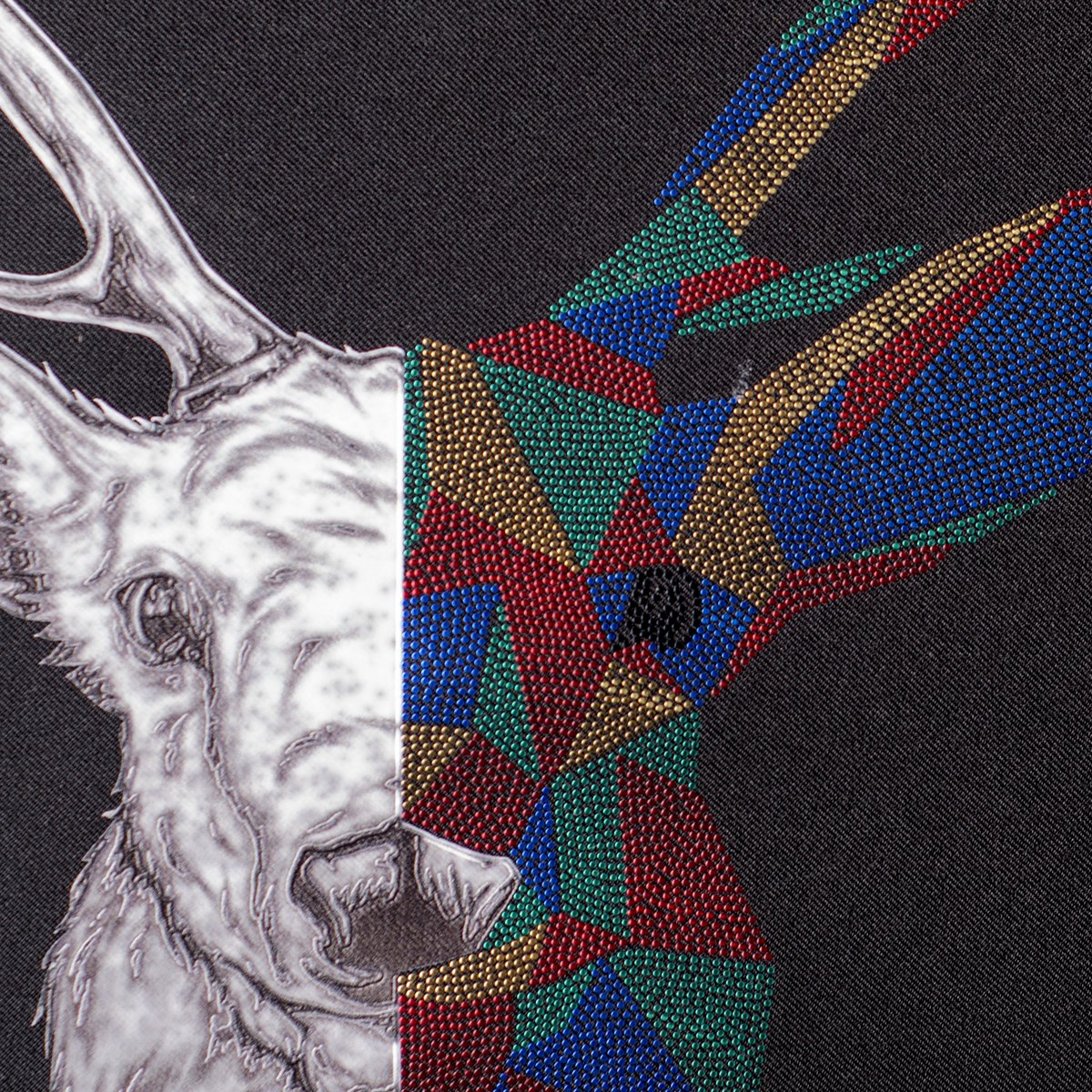 Geometric Deer Head Graphic T-Shirt – Artistic Half Sketch Animal Print Tee