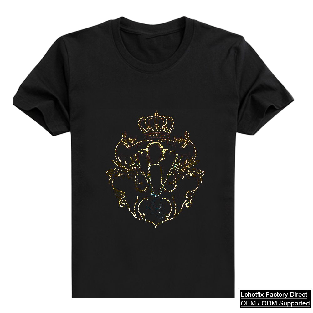 Luxury Crown Monogram Rhinestone Heat Transfer Patch for T-Shirts – Custom Royal Style Crystal Iron On Design