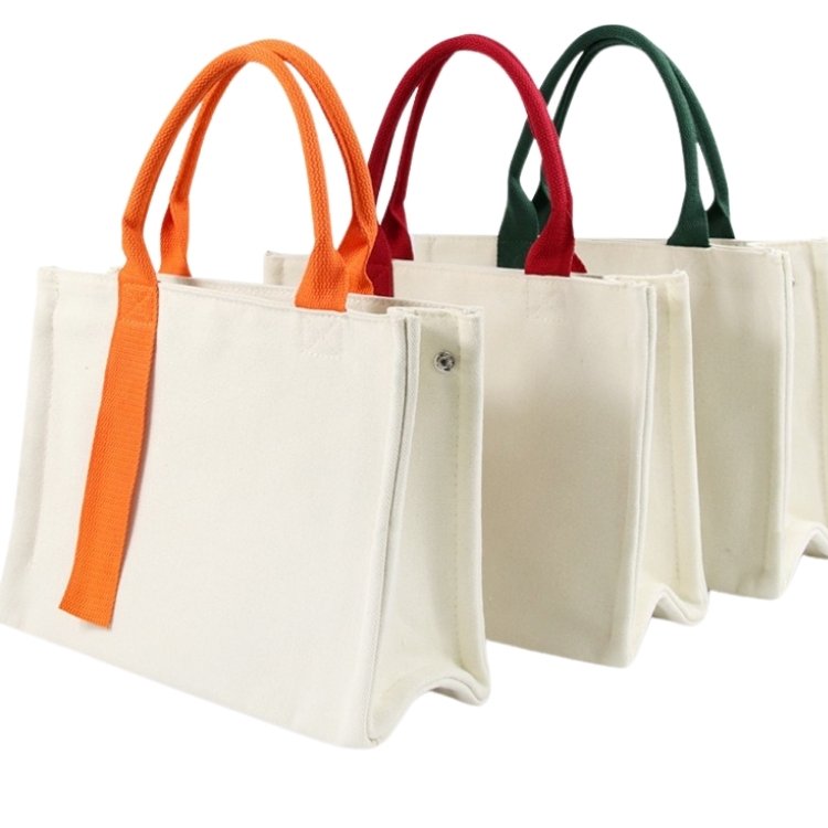 Custom Canvas Tote Bag with Ribbon Strap – Premium OEM Logo Print Corporate Gift Shoulder Bag