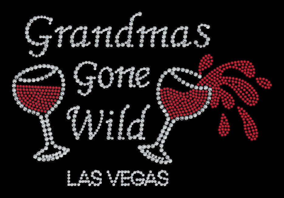Grandmas Gone Wild Las Vegas Rhinestone Canvas Tote Bag – Sparkling Cocktail Party Souvenir Shopper for Casino & Gift Stores