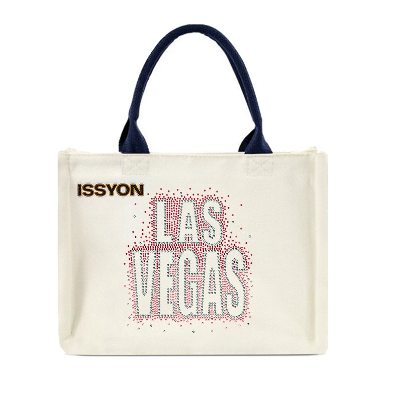Glitter Fade LAS VEGAS Rhinestone Canvas Tote Bag – Sparkling Red Gradient Souvenir Shopper for Boutique & Casino Gift Stores