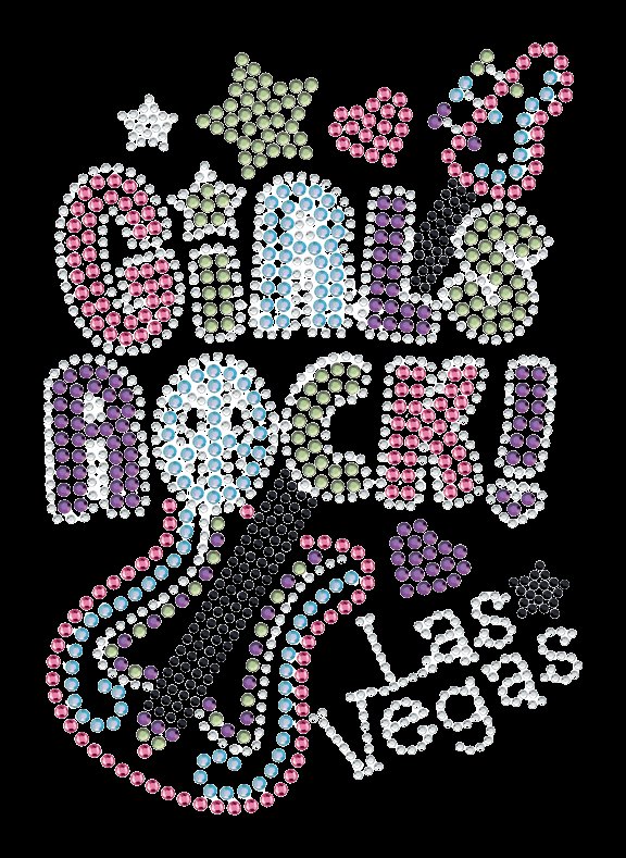 Girl Rock Las Vegas Rhinestone Canvas Tote Bag – Sparkling Guitar Glitter Souvenir Shopper for Music & Boutique Stores