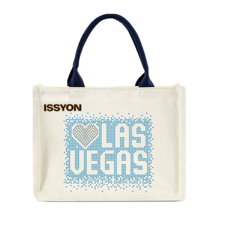 Blue Glitter I Love Las Vegas Rhinestone Canvas Tote Bag – Sparkling Heart Travel Souvenir Shopper for Boutique & Casino Stores
