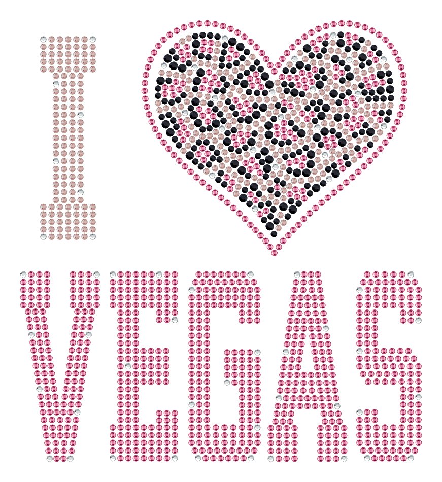 I Love Vegas Rhinestone Canvas Tote Bag – Sparkling Heart Glitter Souvenir Shopper for Boutique & Casino Gift Stores